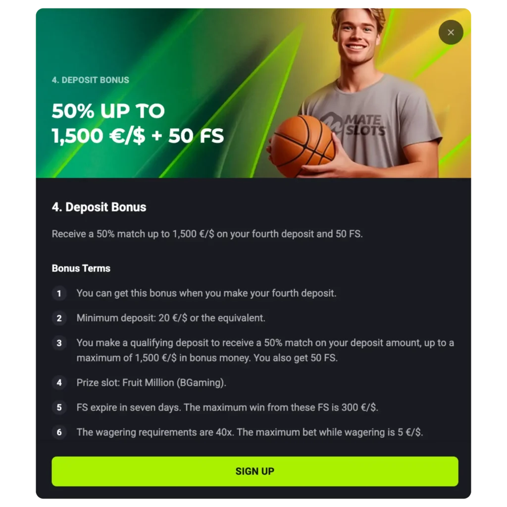 MateSlots Casino Bonus